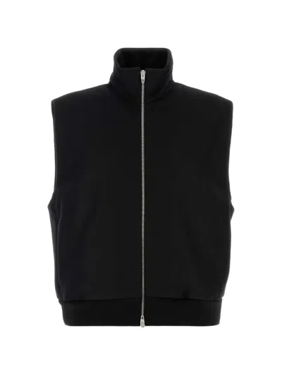 Jil Sander Regular-fit Wool Melton Padded Vest With Zip In Black