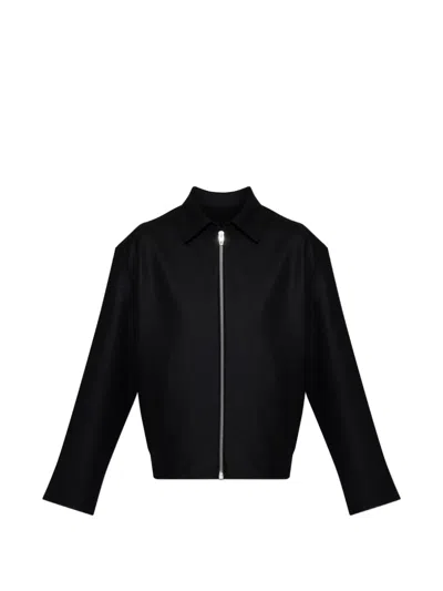 Jil Sander Zip-up Wool Jacket In Black