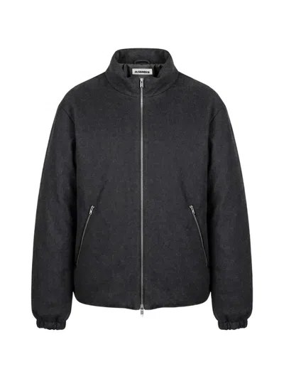 Jil Sander Zip-up Wool Jacket In Gray