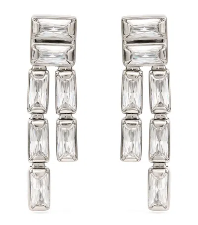 Jil Sander Cubic Zirconia Drop Earrings In Silver