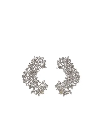 Jil Sander Zirconie-embellished Earrings In Silver