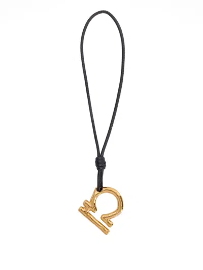 Jil Sander Zodiac Charm Leather Necklace In Black