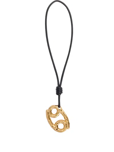 Jil Sander Zodiac Charm Leather Necklace In Black