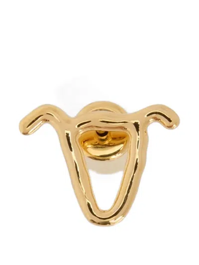 Jil Sander Zodiac Sign Logo Earring In Brown
