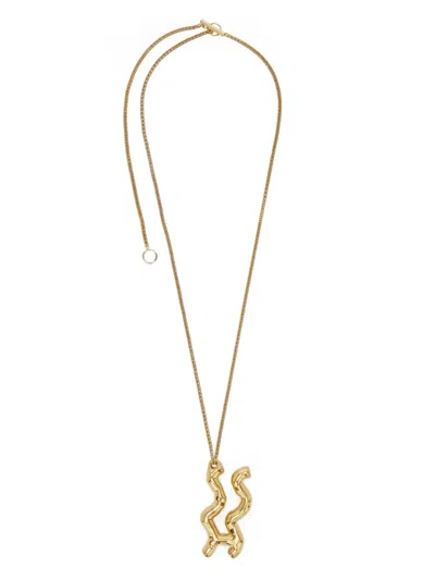 Jil Sander Zodiac-sign Pendant Necklace In Gold