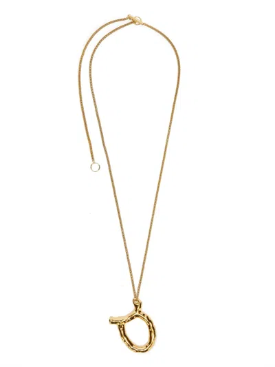 Jil Sander Zodiac-sign Pendant Necklace In Gold