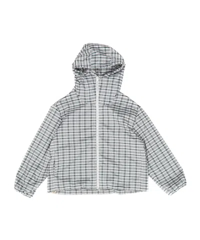 Jil Sander Checked Zip-up Jacket In Gray