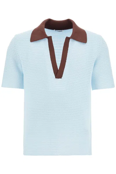 Jil Sander Short Sleeved Polo Shirt In Perfor In Blue
