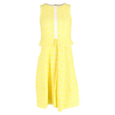 Jil Sander S Floral Sleeveless Midi Dress In Yellow Cotton