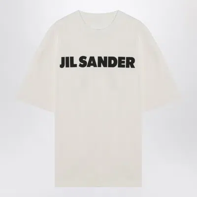 JIL SANDER JIL SANDER WHITE WIDE T SHIRT WITH LOGO