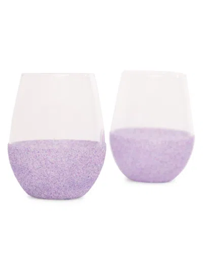 Jill & Ally Kids' 2-piece Beaded Stemless Glass Set In Neutral