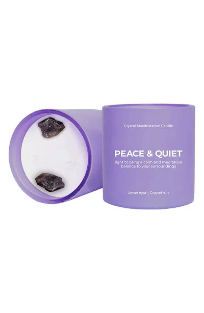 Jill & Ally Peace & Quiet Amethyst Crystal Intention Candle In Blue