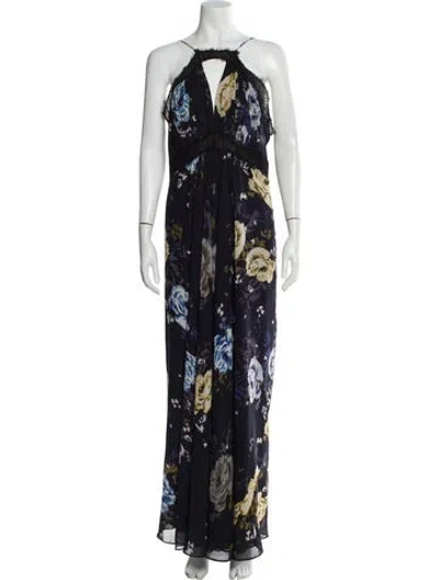 Pre-owned Jill Jill Stuart Floral Print Long Dress In Blue
