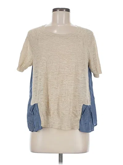 Pre-owned Jill Jill Stuart Short Sleeve Top Tan Crew Neck Tops In Brown