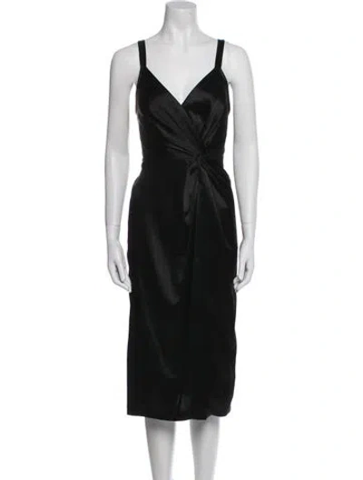 Pre-owned Jill Jill Stuart V-neck Midi Length Dress In Black