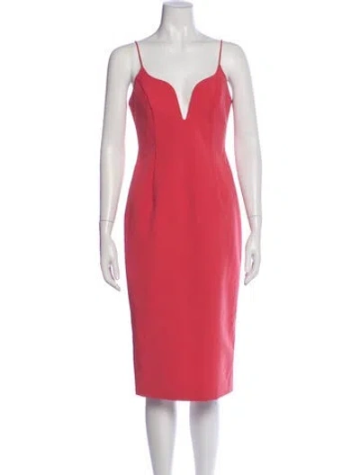 Pre-owned Jill Jill Stuart V-neck Midi Length Dress In Red