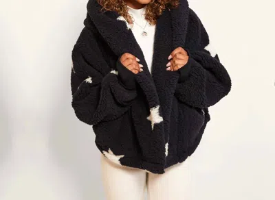 Jill Martin Classic Cropped Stars Sherpa Lounger Jacket In Navy In Blue