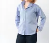 Jill Mcgowan Astrid Shirt In Blue Herringbone In Multi