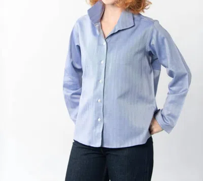 Jill Mcgowan Astrid Shirt In Blue Herringbone In Multi