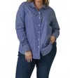 Jill Mcgowan Joan Easy Cut Bright End On End Cotton Shirt - Plus In Indigo In Blue