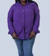 Jill Mcgowan Joan Easy Cut Stand Collar Shirt In Purple In Multi