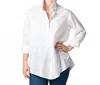 Jill Mcgowan Joan Easy Cut Stand Collar Shirt In Sheer Silk With Silver In White