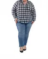 Jill Mcgowan Kat Button Down Shirt - Plus In Black And White Plaid In Multi