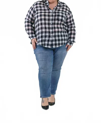 Jill Mcgowan Kat Button Down Shirt - Plus In Black And White Plaid In Multi