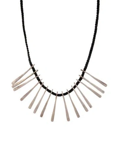 Pre-owned Jill Platner Fishbone Station Necklace, 18" In Black