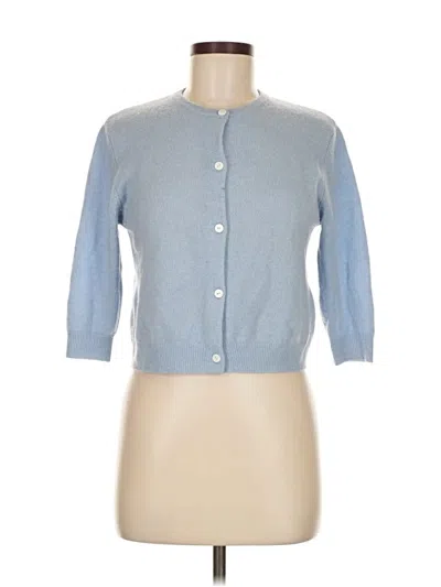 Pre-owned Jill Roberts Cashmere Cardigan Sweater In Blue