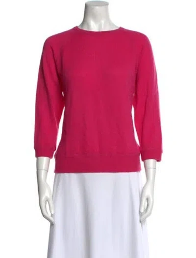 Pre-owned Jill Roberts Cashmere Crew Neck Sweater In Pink