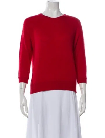 Pre-owned Jill Roberts Cashmere Crew Neck Sweater In Red