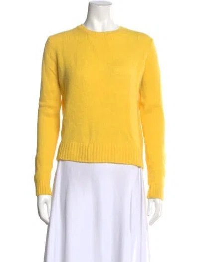 Pre-owned Jill Roberts Cashmere Crew Neck Sweater In Yellow