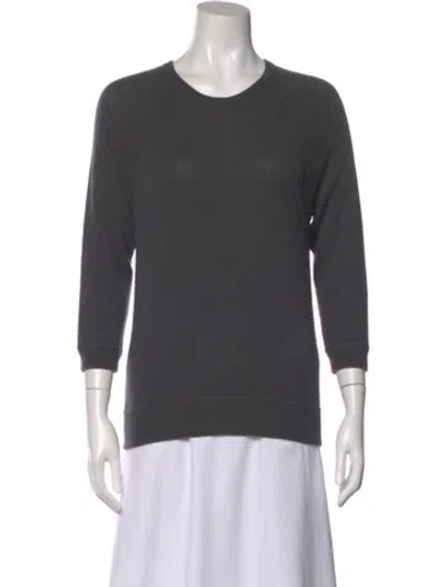 Pre-owned Jill Roberts Cashmere Scoop Neck Sweater In Gray
