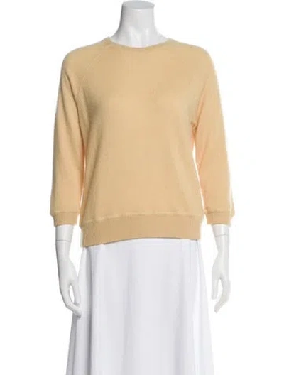 Pre-owned Jill Roberts Cashmere Scoop Neck Sweater In Yellow