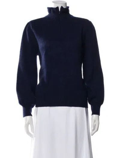 Pre-owned Jill Roberts Cashmere Turtleneck Sweater In Blue