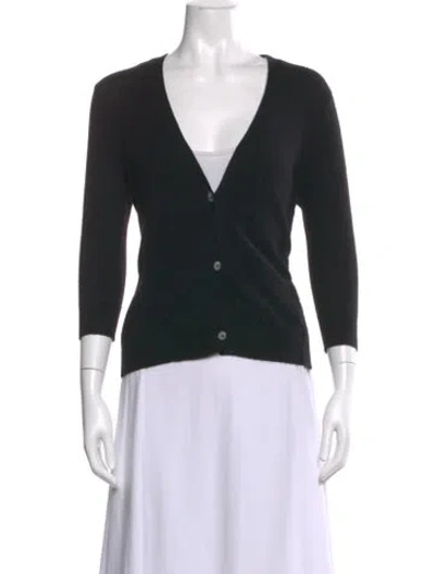 Pre-owned Jill Roberts Cashmere V-neck Sweater In Black