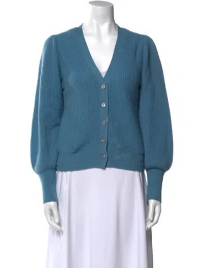 Pre-owned Jill Roberts Cashmere V-neck Sweater In Blue