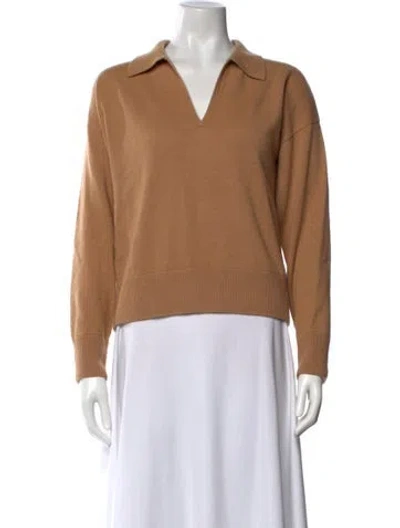 Pre-owned Jill Roberts Cashmere V-neck Sweater In Brown