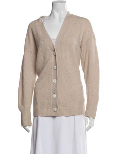 Pre-owned Jill Roberts Cashmere V-neck Sweater In Neutral