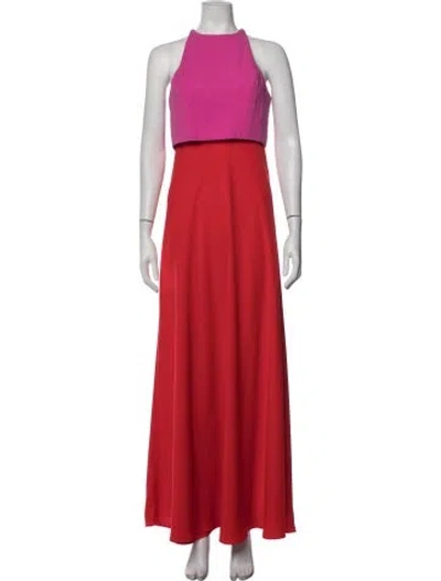 Pre-owned Jill Stuart Colorblock Pattern Long Dress In Red