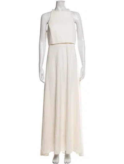 Pre-owned Jill Stuart Crew Neck Long Dress In White