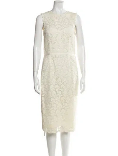 Pre-owned Jill Stuart Crew Neck Midi Length Dress In Neutral