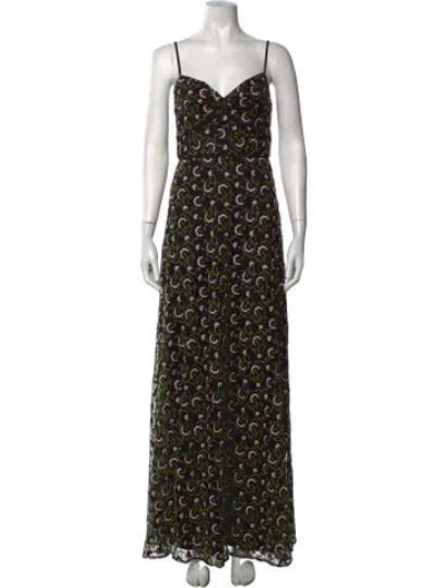 Pre-owned Jill Stuart Floral Print Long Dress In Black