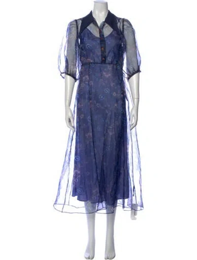 Pre-owned Jill Stuart Floral Print Long Dress In Blue