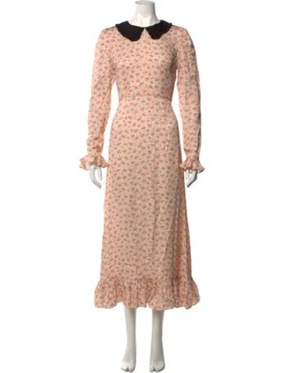Pre-owned Jill Stuart Floral Print Long Dress In Pink
