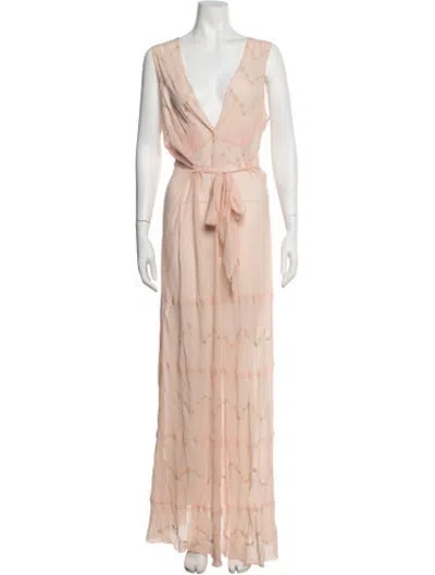 Pre-owned Jill Stuart Floral Print Long Dress In Pink