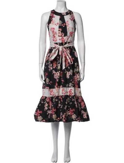 Pre-owned Jill Stuart Floral Print Midi Length Dress In Blue/white