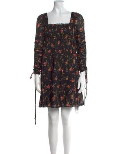 Pre-owned Jill Stuart Floral Print Mini Dress In Black