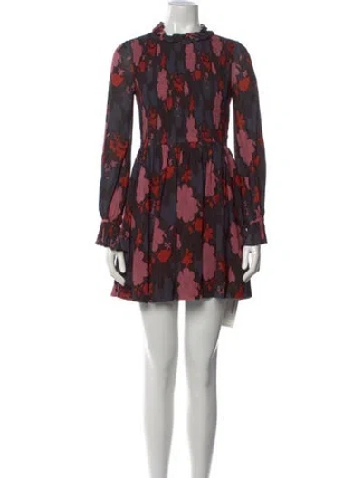 Pre-owned Jill Stuart Floral Print Mini Dress In Black